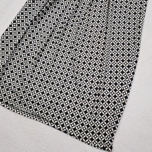 Robert Louis Black & White Wrap Dress – Geometric Print, Stretch – Size M - Picture 9 of 13